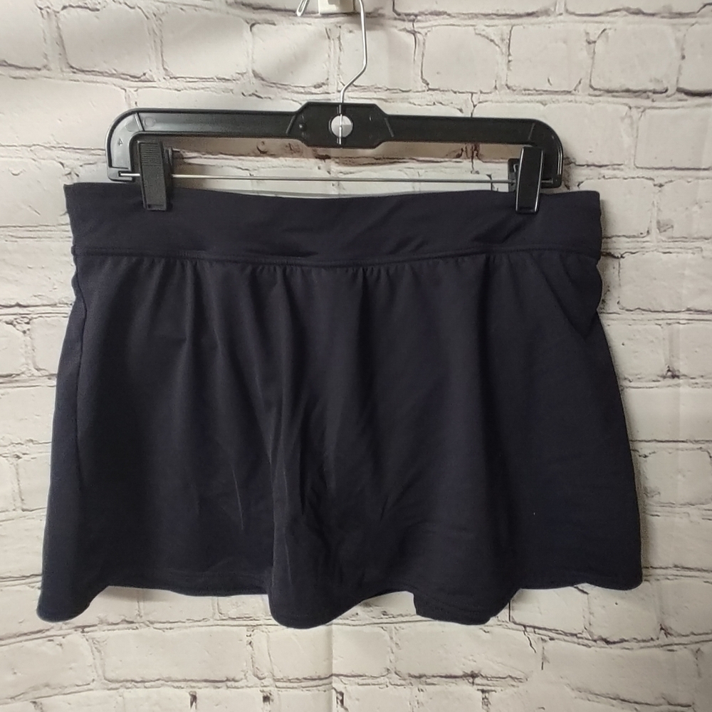 Lands End Black Swim Skort Panty Liner Skirt Bottoms 14
